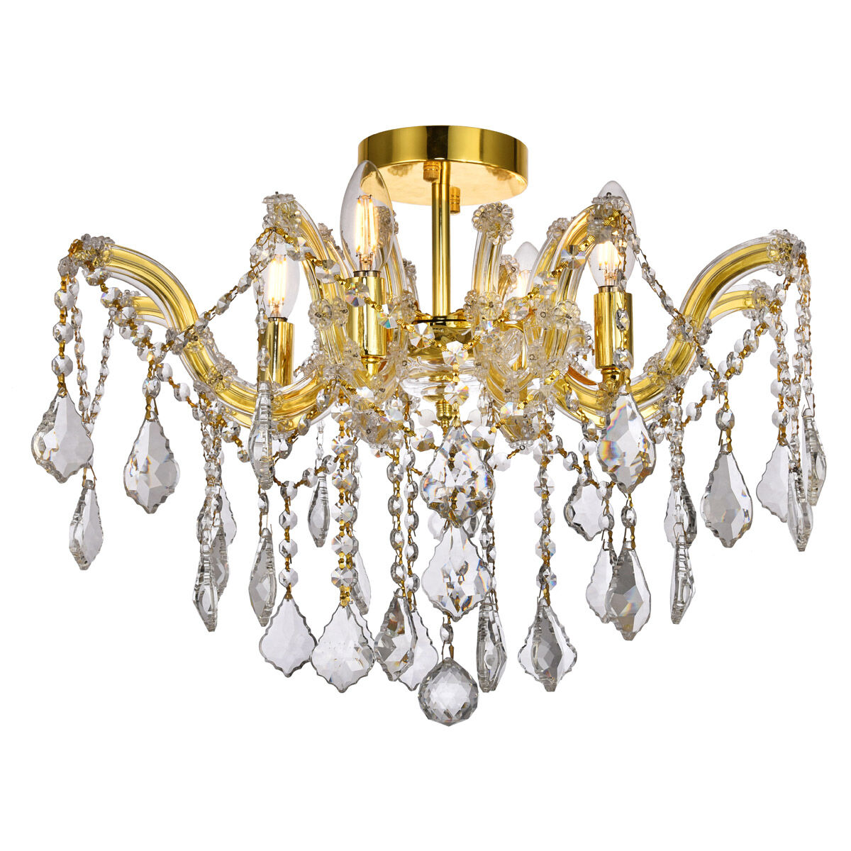 Maria Theresa 4 Light 18 inch Gold Flush Mount Ceiling Light in Royal Cut