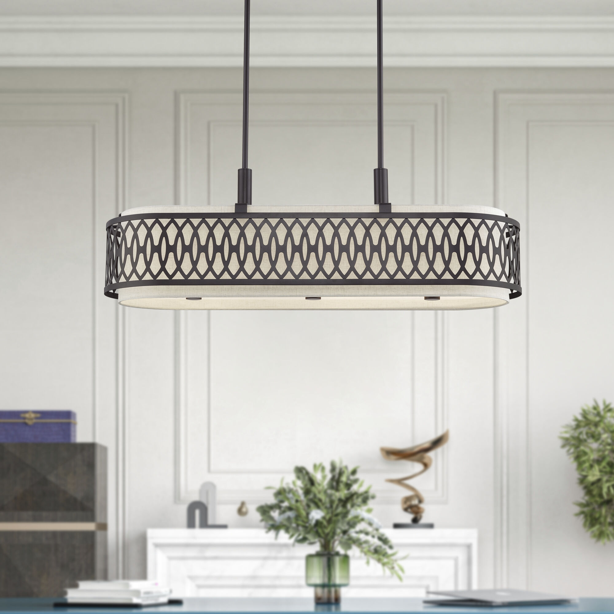 Vistaview 6 Light 42 inch English Bronze Linear Chandelier Ceiling Light