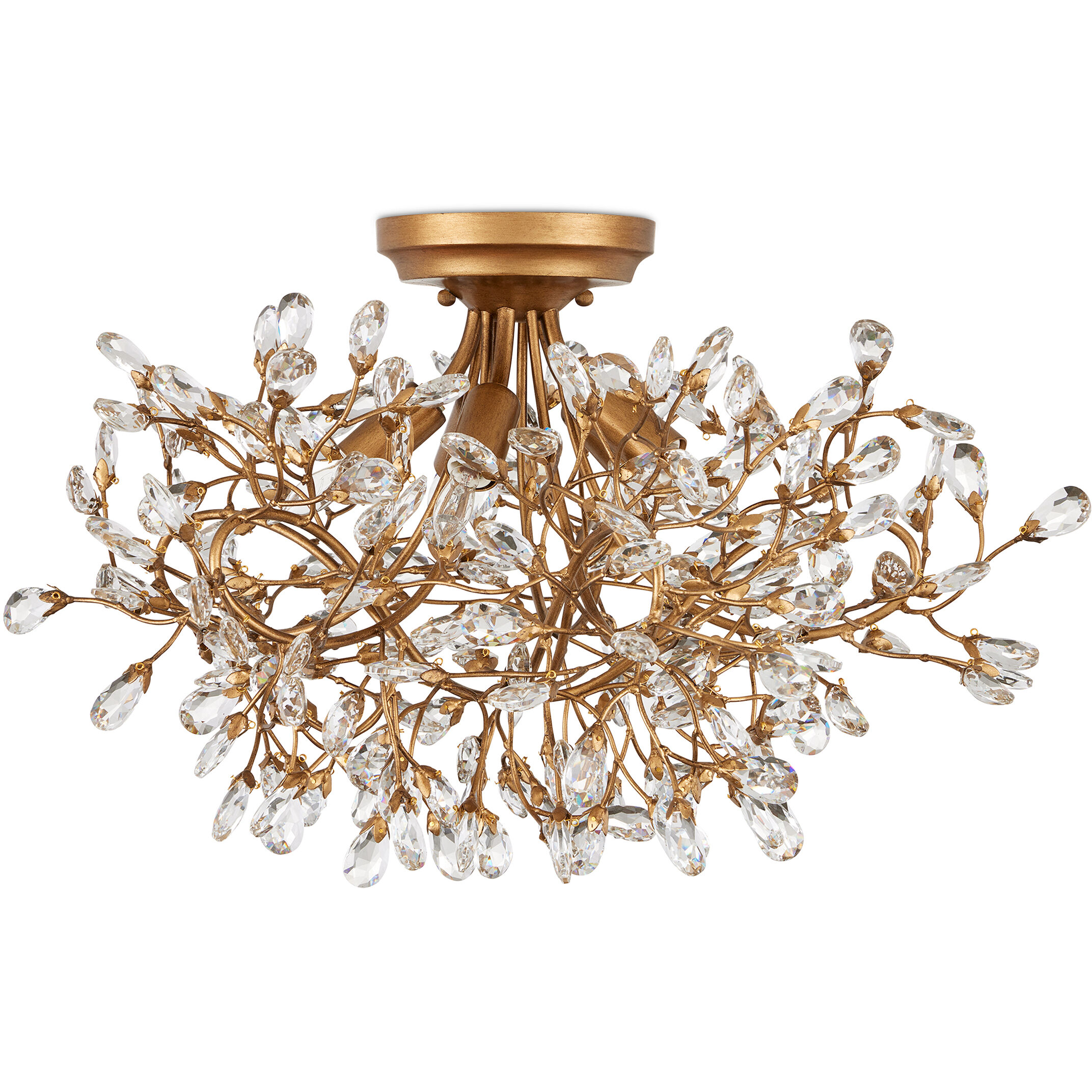 Crystal Bud 5 Light 24 inch Clear/Brass Semi-Flush Mount Ceiling Light