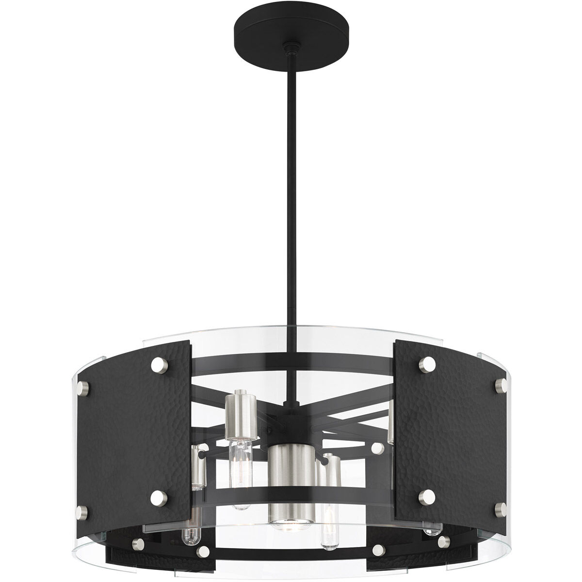 Barcelona 7 Light 27 inch Black with Brushed Nickel Accents Pendant Chandelier Ceiling Light