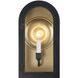 Grotto 1 Light 15 inch Matte Black with Vintage Gold Outdoor Wall Lantern