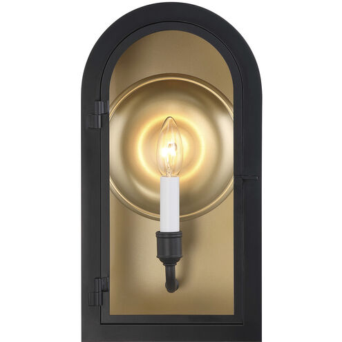 Grotto 1 Light 15 inch Matte Black with Vintage Gold Outdoor Wall Lantern