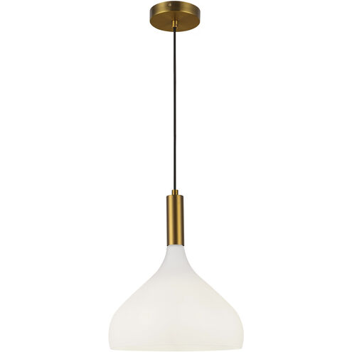 Alora Mood Belleview 1 Light 11.88 inch Aged Gold Pendant Ceiling Light in Opal Glass