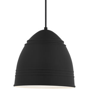 Loft 1 Light 12 inch Rubberized Black w/ White Interior Pendant Ceiling Light