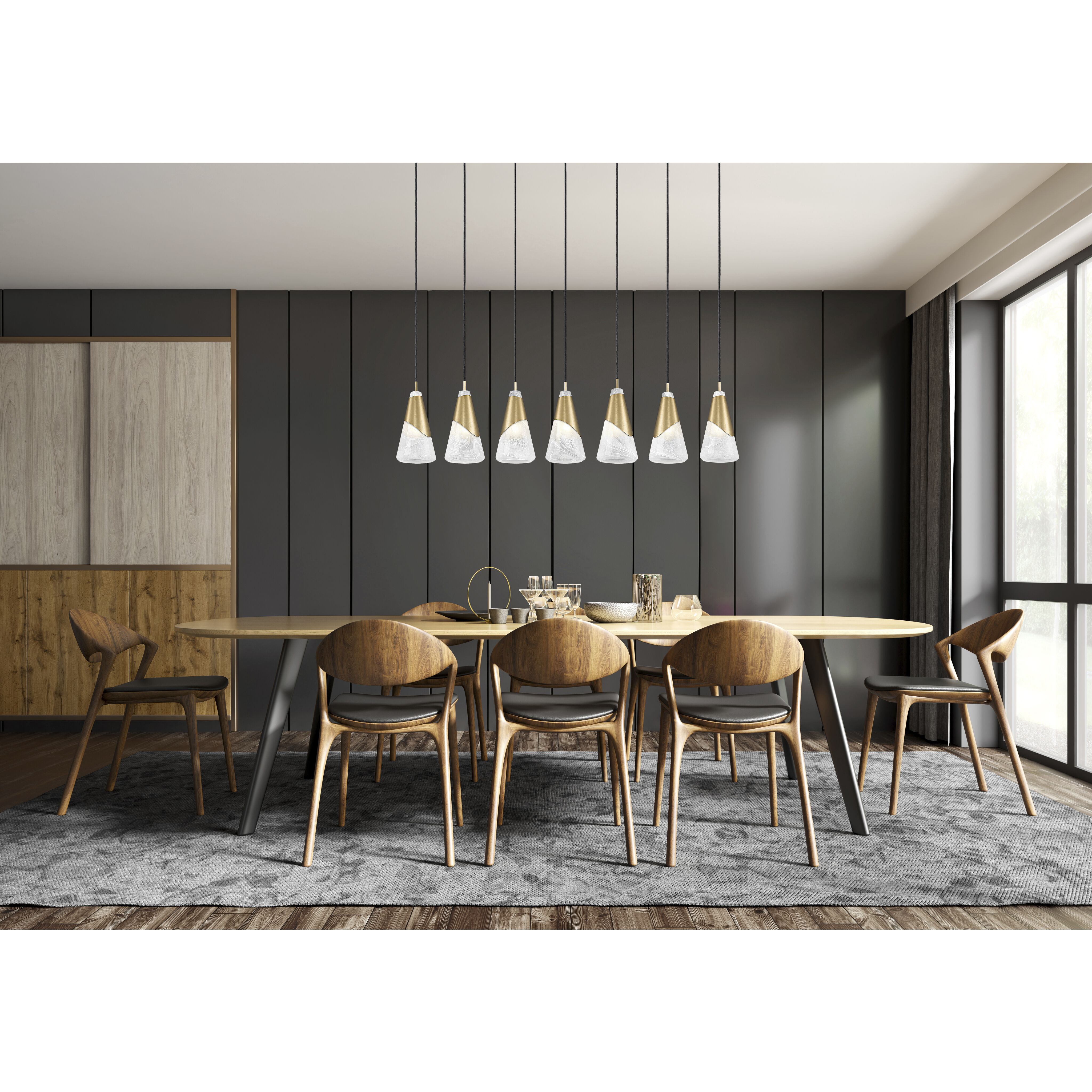 Aimie Linear Chandelier Ceiling Light in Modern Gold