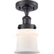 Edison Canton 1 Light 5.25 inch Matte Black Semi-Flush Mount Ceiling Light in Matte White Glass, 2.05 lb
