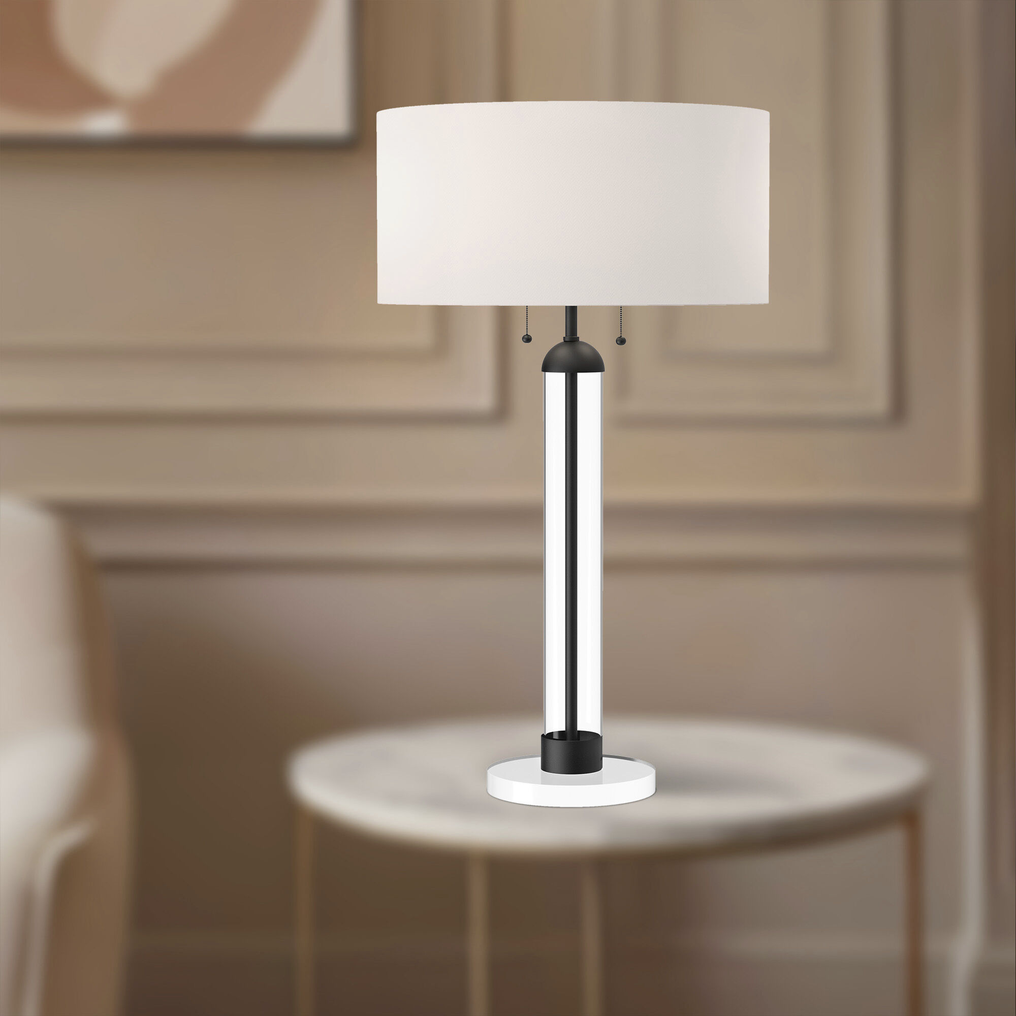 Alora Mood Sasha 31 inch 120.00 watt Matte Black/White Linen Table Lamp Portable Light