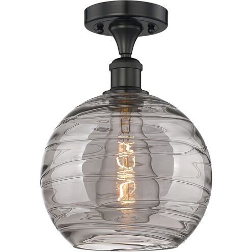 Edison Athens Deco Swirl 1 Light 10 inch Matte Black Semi-Flush Mount Ceiling Light