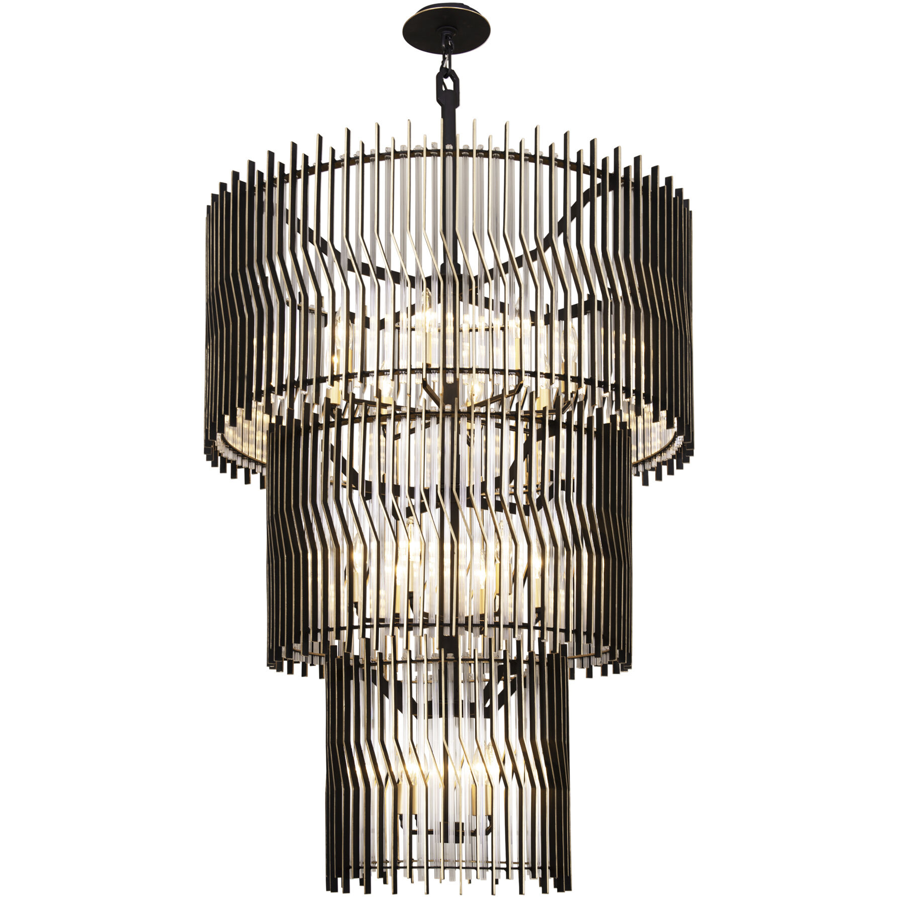Park Row 18 Light 32 inch Matte Black and French Gold Chandelier Ceiling Light