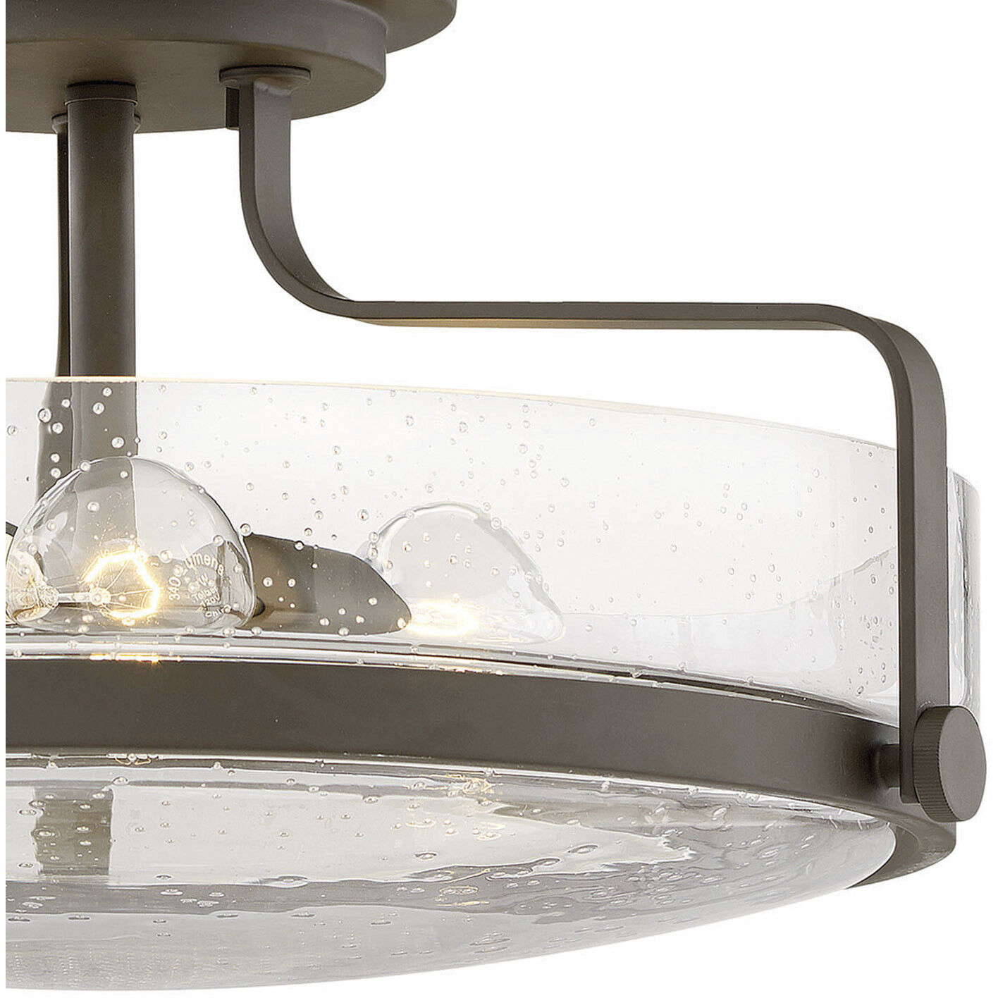 Harper 3 Light 18 inch Oil Rubbed Bronze Indoor Semi-Flush Mount Ceiling Light in Clear Seedy