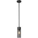 Empire 1 Light 3.13 inch Matte Black Pendant Ceiling Light in Plated Smoke Glass