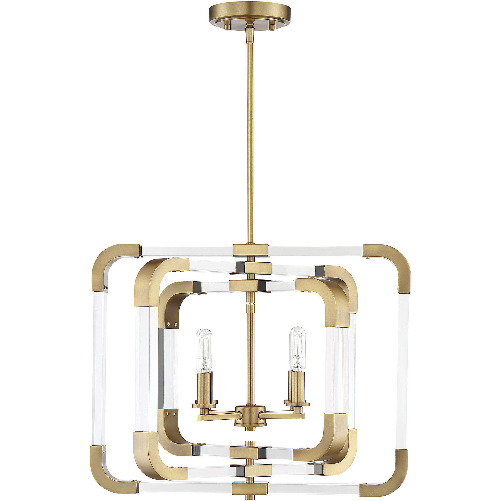 Rotterdam 4 Light 20 inch Warm Brass Convertible Semi-Flush or Pendant Ceiling Light, Essentials