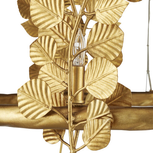 Golden Eucalyptus 8 Light 38 inch Contemporary Gold Leaf Chandelier Ceiling Light, Aviva Stanoff Collection