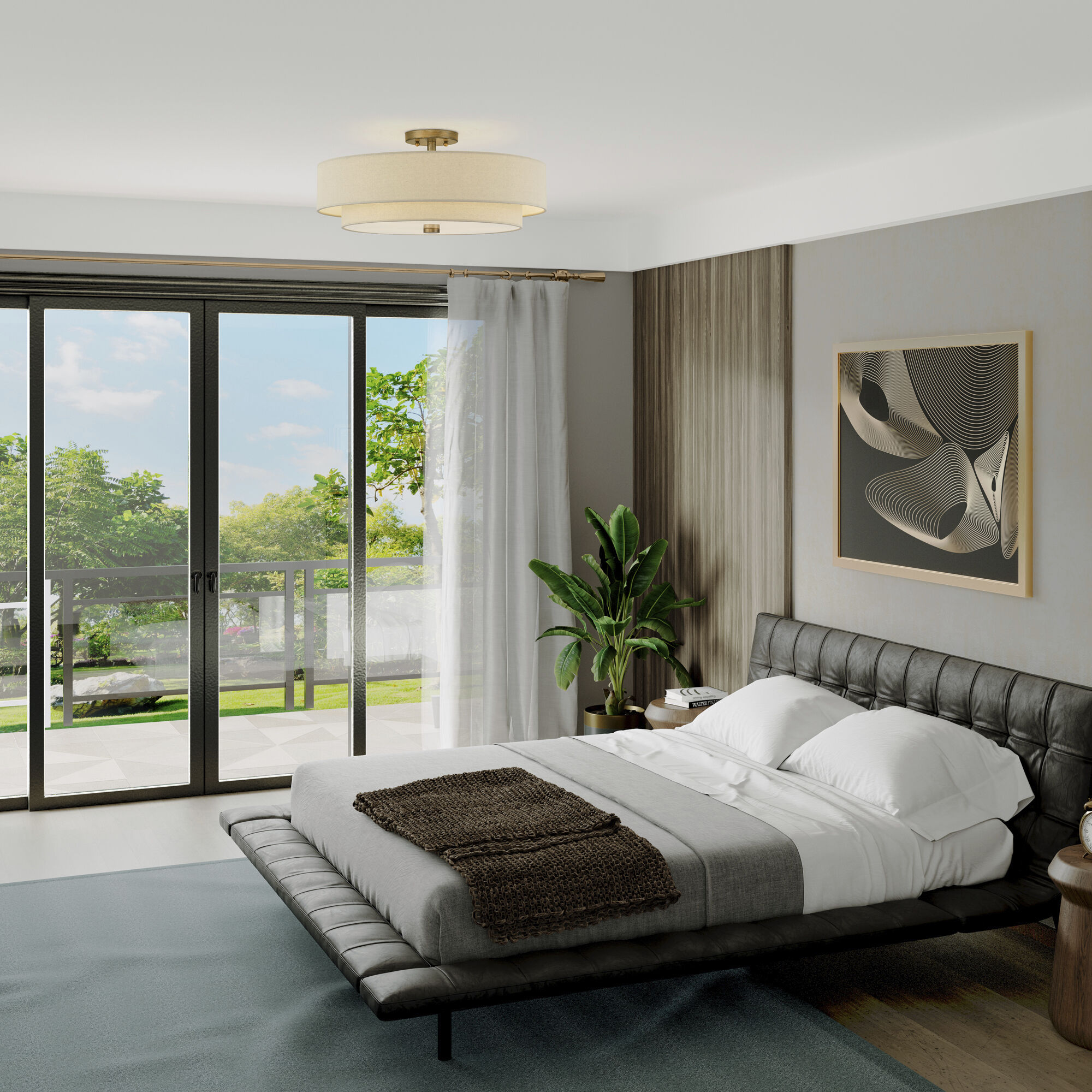 Bellingham 5 Light 22 inch Antique Gold Leaf Semi Flush Mount Ceiling Light, Extra Large