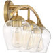 Transitional 3 Light 24 inch Natural Brass Bathroom Vanity Light Wall Light