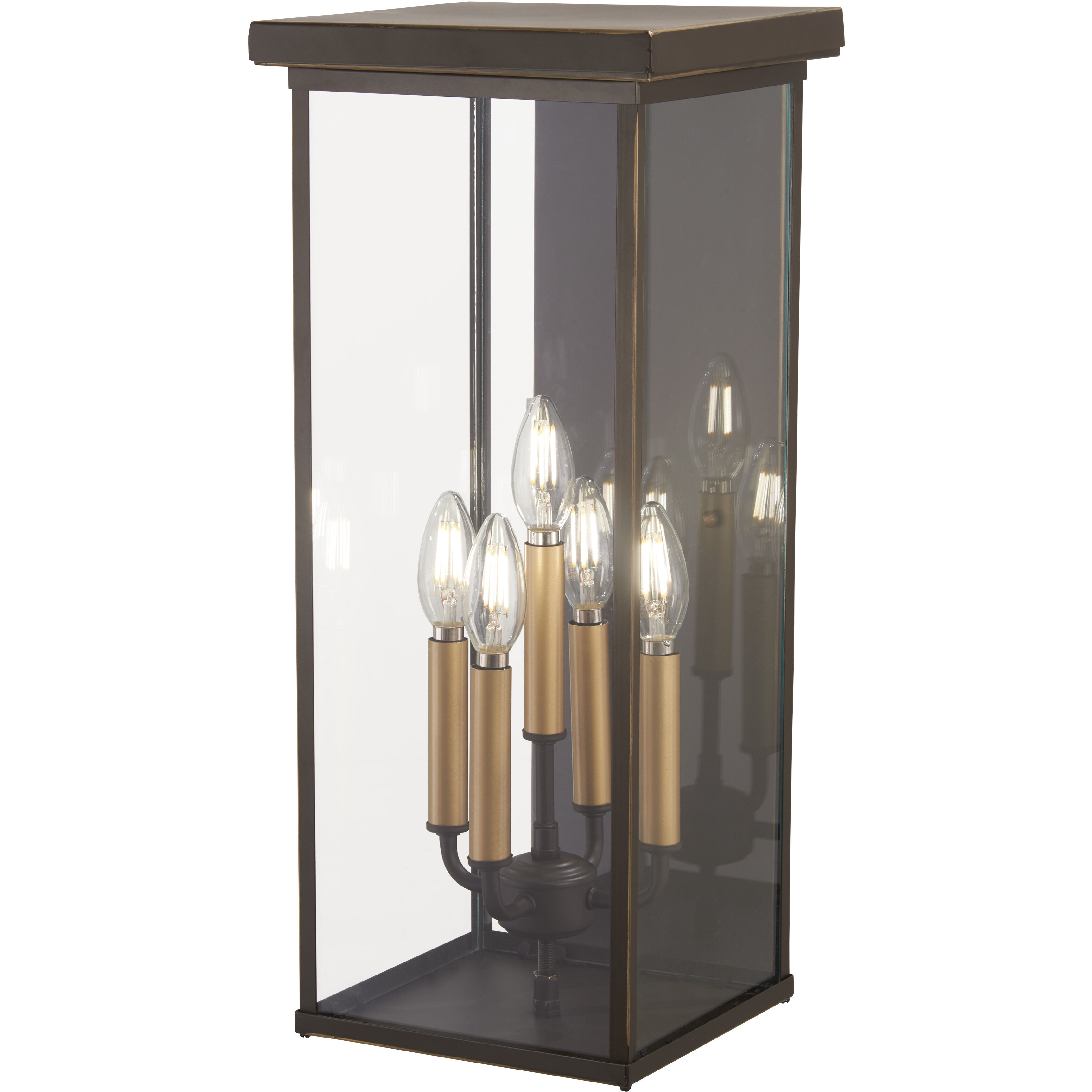 Casway 5 Light 22 inch Oil Rubbed Bronze/Gold Outdoor Pocket Lantern, Great Outdoors