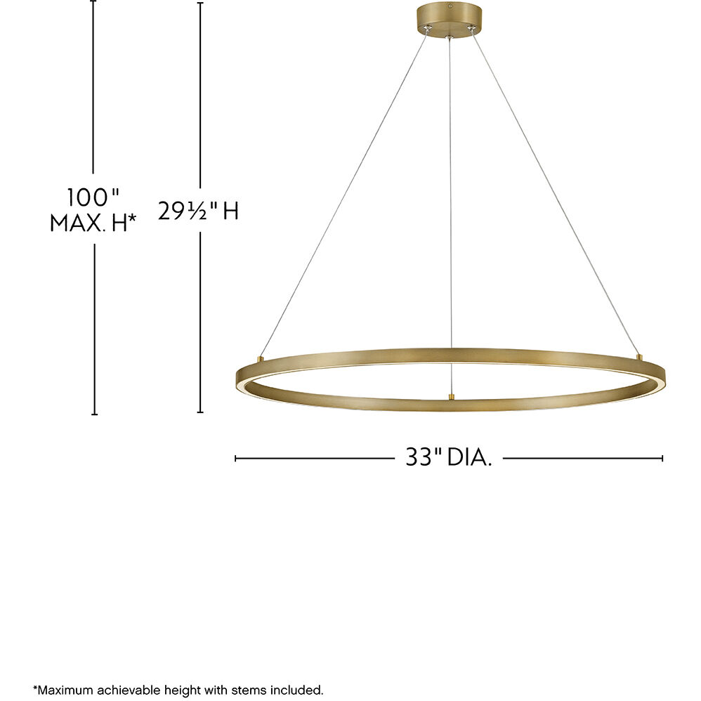 Kenna LED 33 inch Lacquered Brass Chandelier Ceiling Light