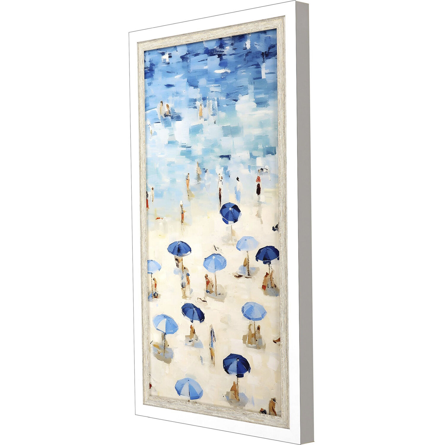 Aerial Beach Blue and Beige and Multi and Red Framed Art