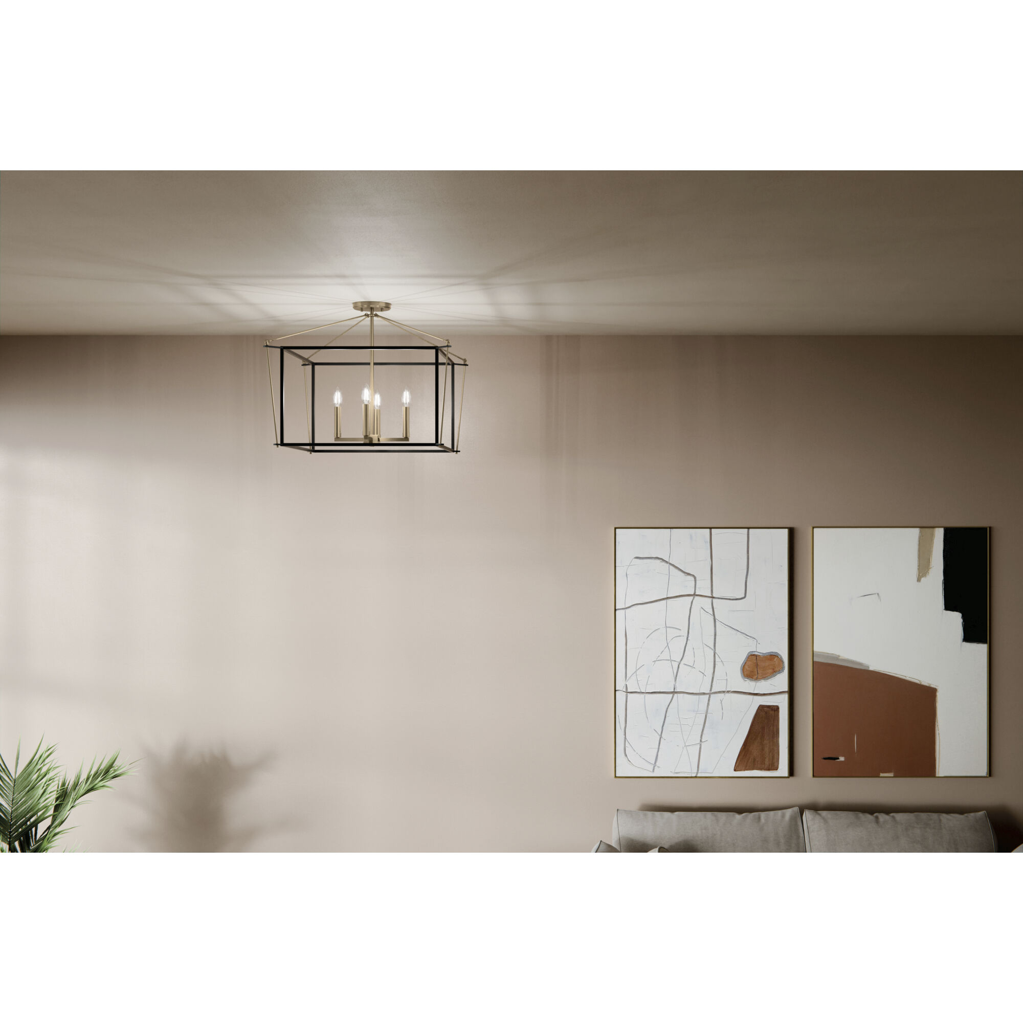 Eisley 4 Light 24 inch Champagne Bronze Semi Flush Light Ceiling Light