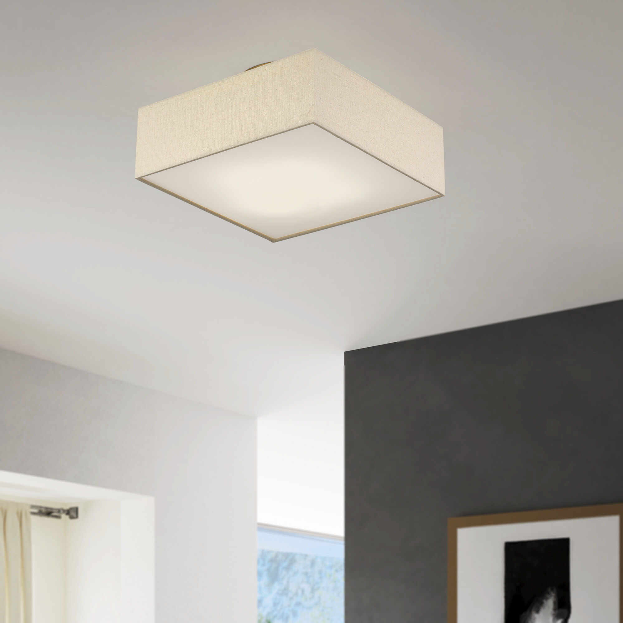 Summit 4 Light 15 inch Antique Gold Leaf Semi Flush Mount Ceiling Light, Large