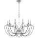 Priscilla 10 Light Antique Silver Chandelier Ceiling Light in Dark Grey Pearl, Adjustable Height