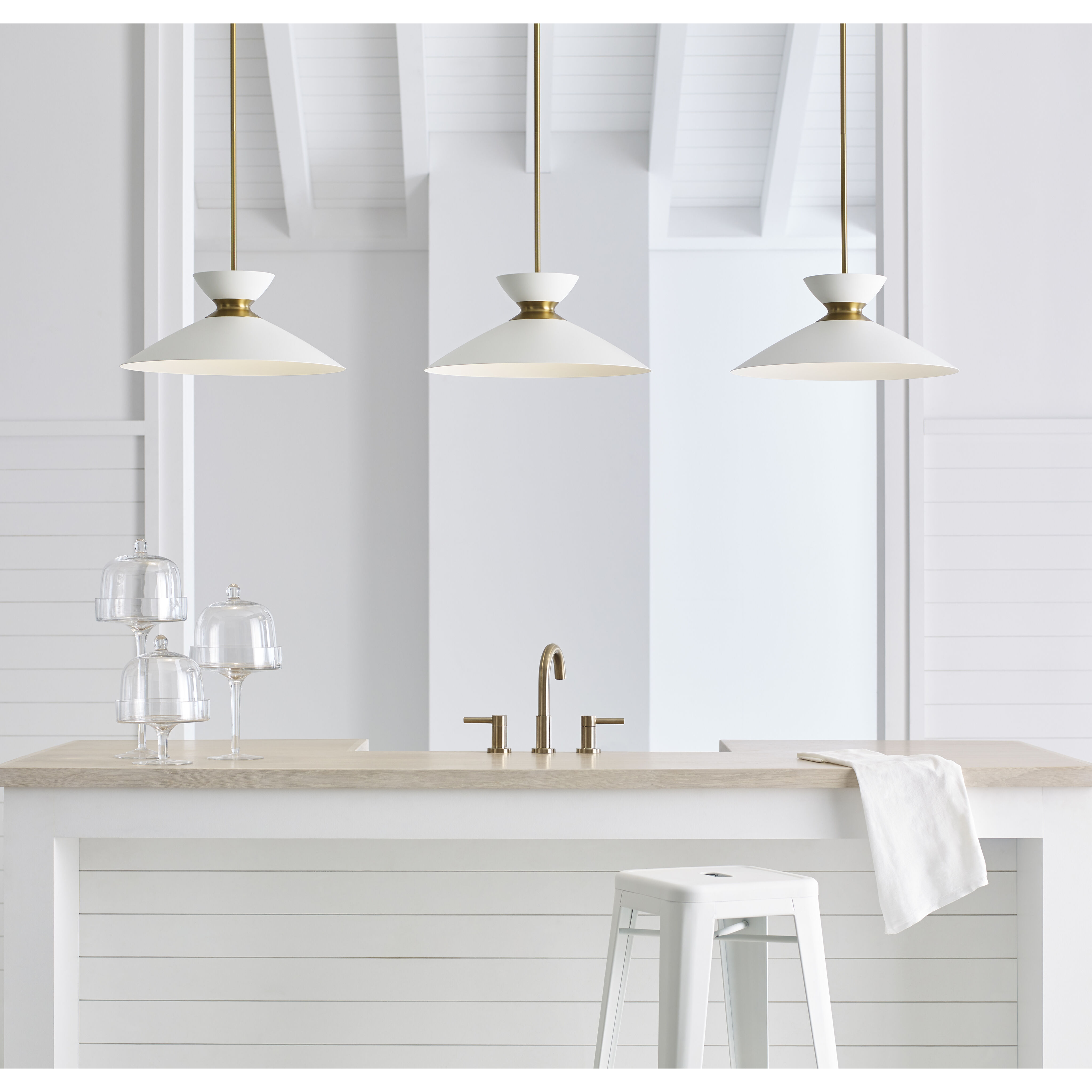 ED Ellen DeGeneres Heath 1 Light 18.5 inch Matte White and Burnished Brass Pendant Ceiling Light in Burnished Brass / Matte White