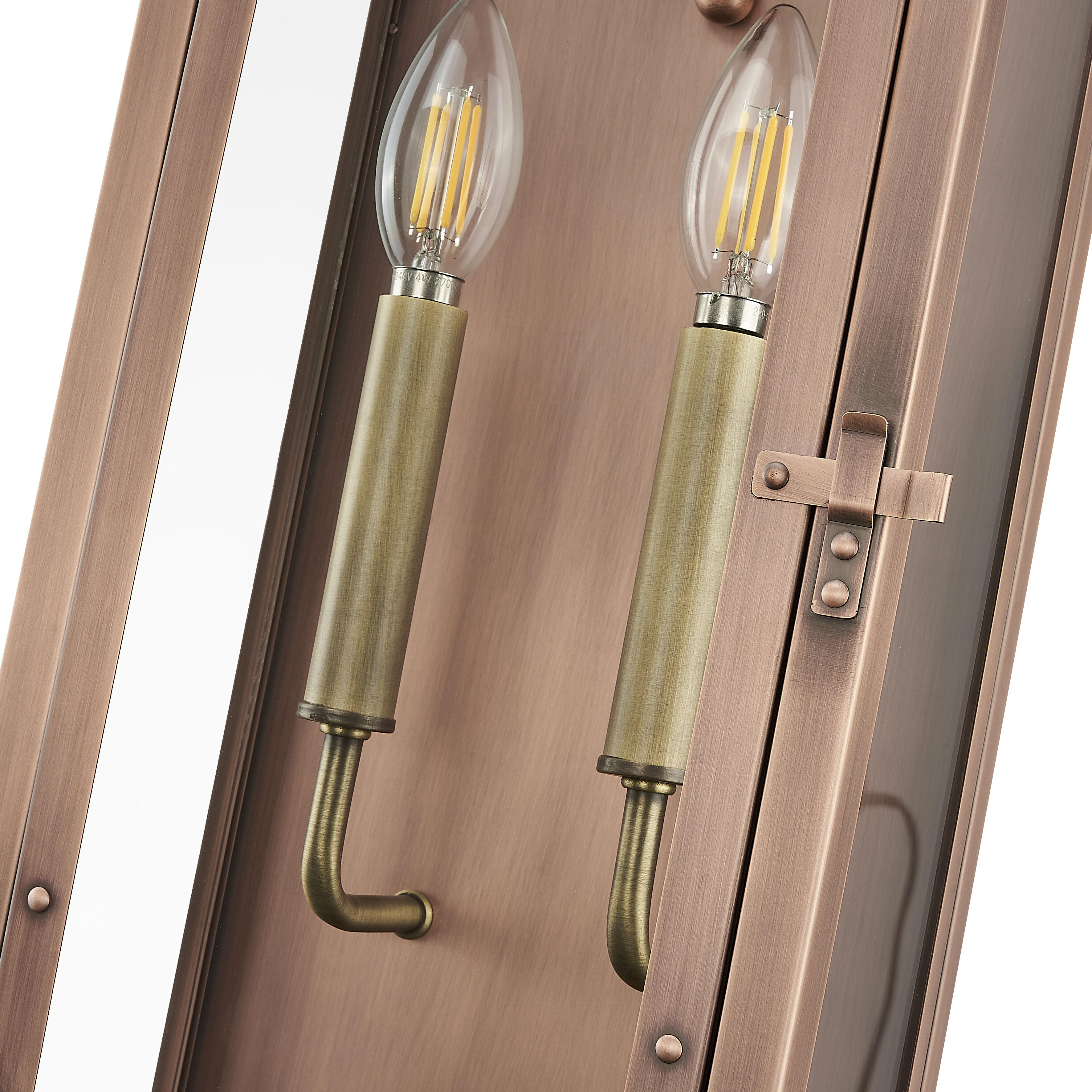 Spencer 2 Light 24 inch Antique Copper with Brass Accents Exterior Wall Mount