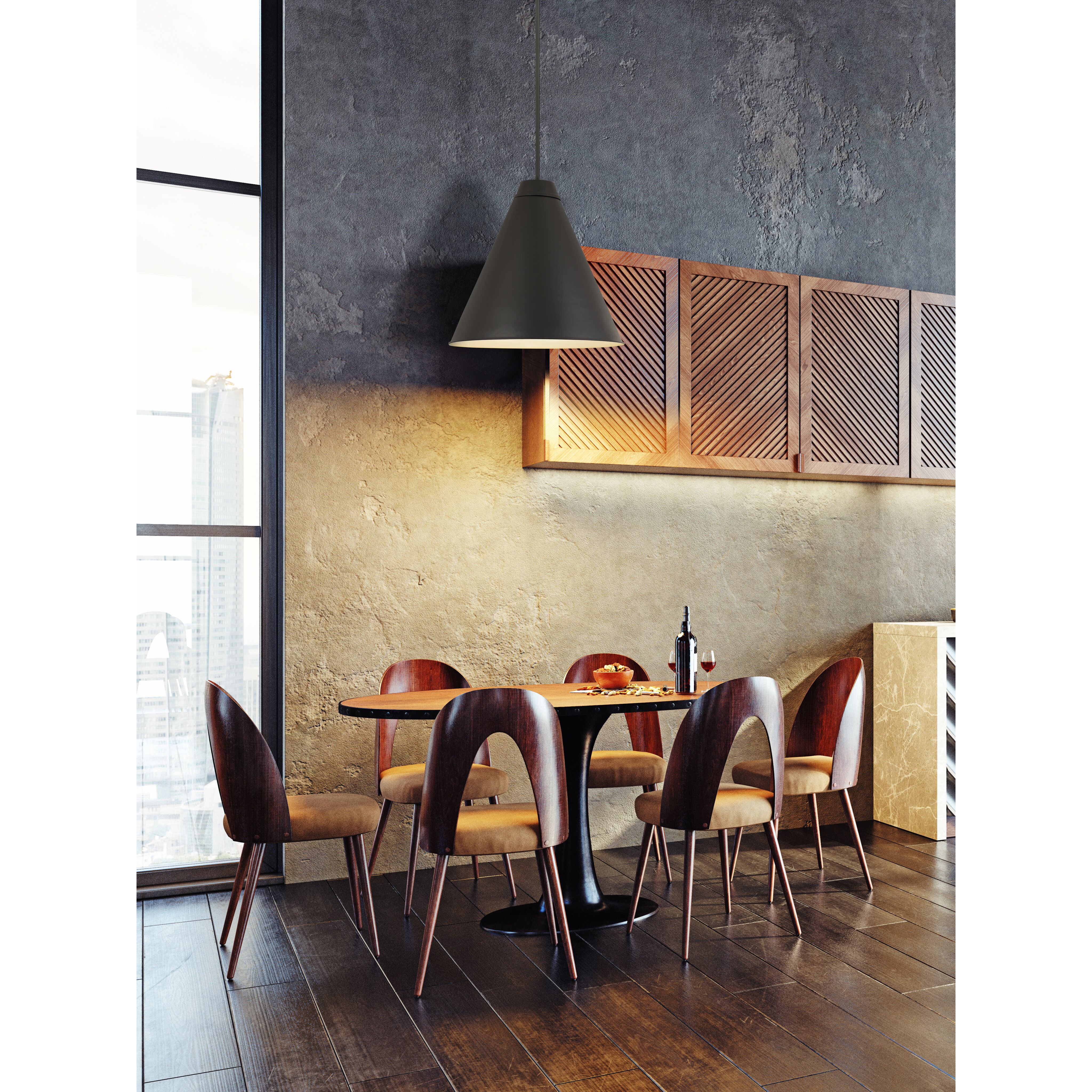 Eaton 1 Light 24 inch Matte Black Pendant Ceiling Light