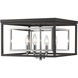 Euclid 4 Light 15 inch Chrome and Matte Black Flush Mount Ceiling Light