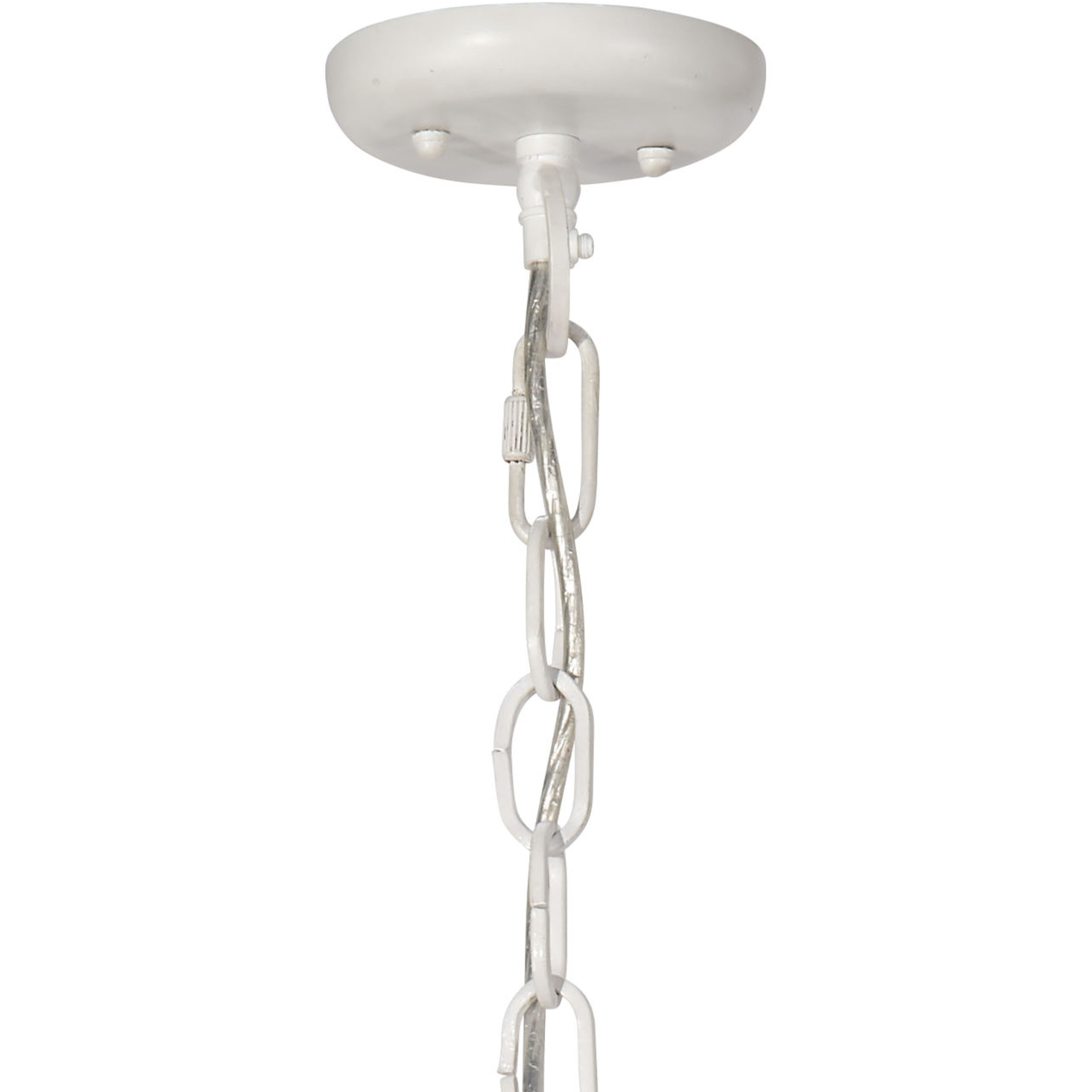 Clamshell 4 Light 27 inch Blue and White Wood Beads Chandelier Ceiling Light, Small