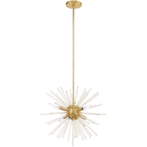Utopia 6 Light 20 inch Satin Brass Pendant Chandelier Ceiling Light