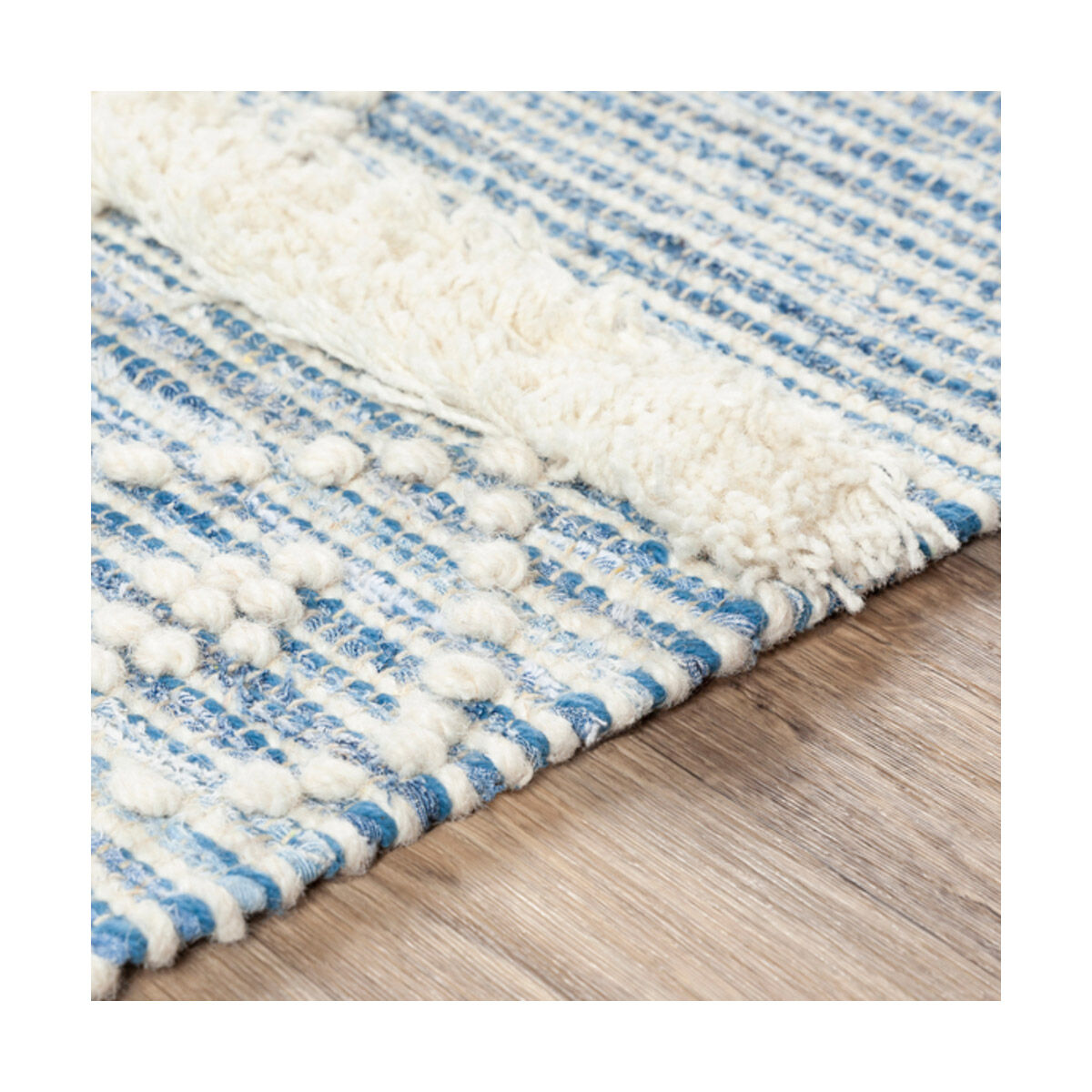 Handira 108 X 72 inch Blue/Navy/White/Cream Handmade Rug in 6 x 9, Rectangle