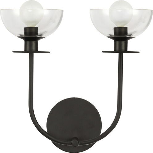 Alora Mood Sylvia 2 Light 12 inch Matte Black Bath Vanity Light Wall Light