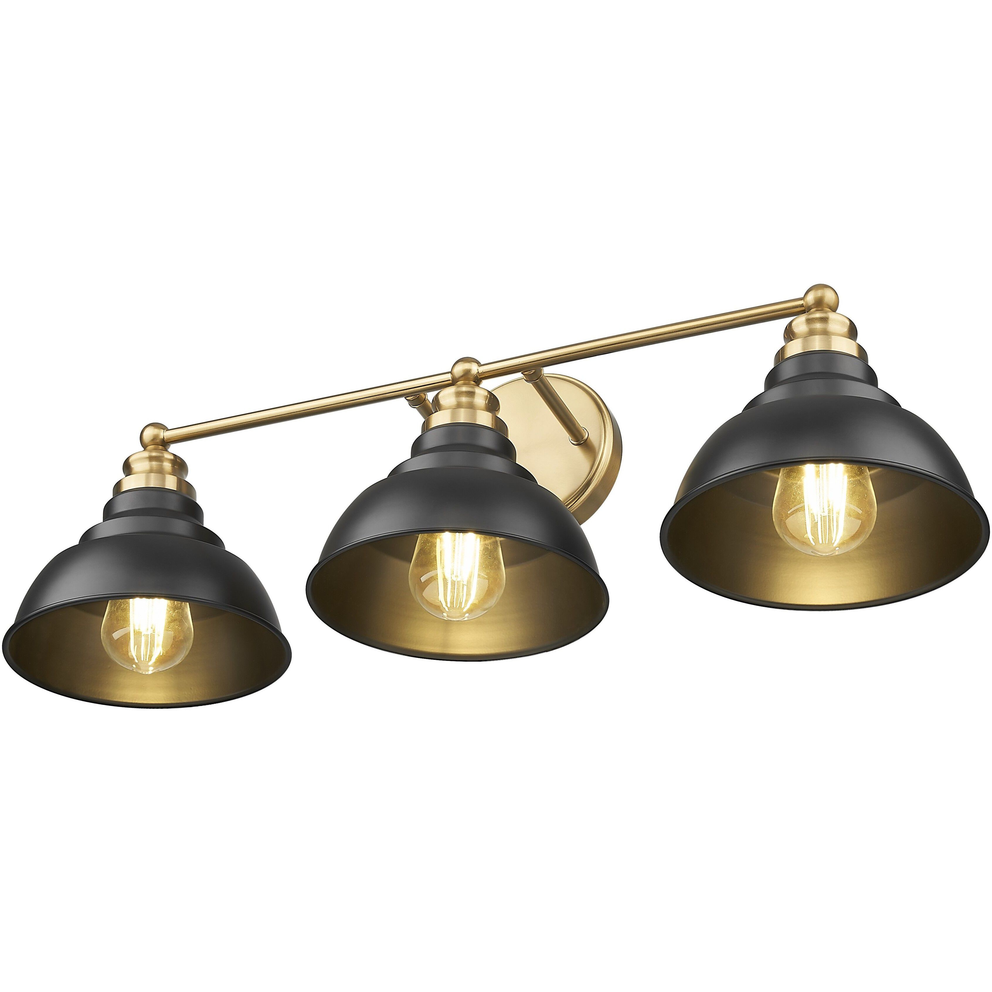 Bishop 3 Light 28 inch Matte Black and Brass Vanity Wall Light