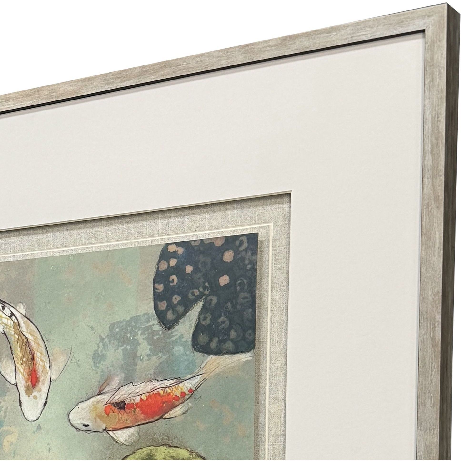 Floating Motion Blue and Orange and Turquoise and White Framed Art