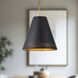 Brickell Pendant Ceiling Light in Matte Black and Hazelnut Leather