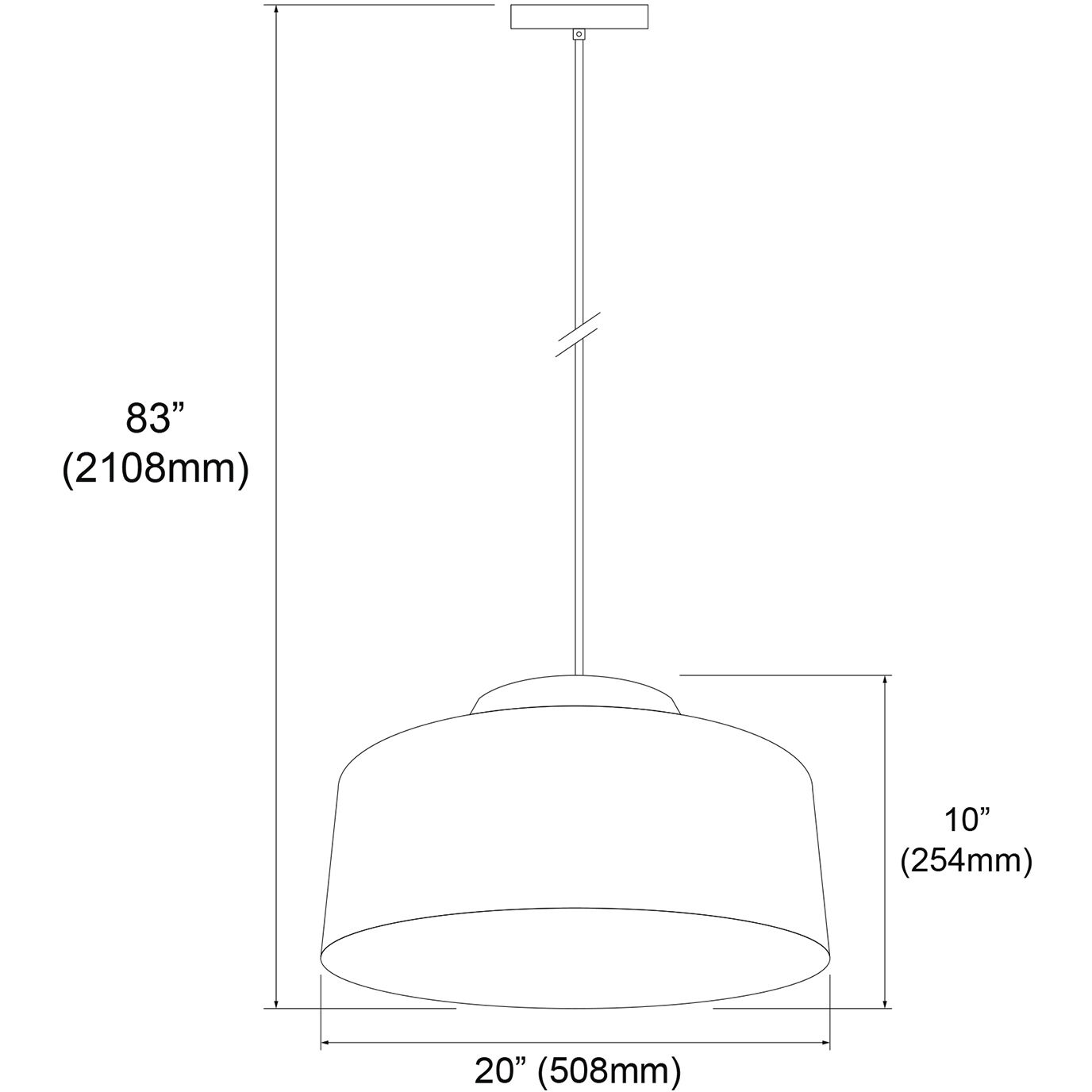 Kup 1 Light 19.75 inch Black with Gold Pendant Ceiling Light in Black and Gold