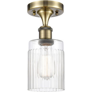 Ballston Hadley LED 5 inch Antique Brass Semi-Flush Mount Ceiling Light in Clear Glass, Ballston