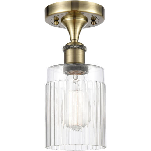 Ballston Hadley LED 4.5 inch Antique Brass Semi-Flush Mount Ceiling Light in Clear Glass, Ballston