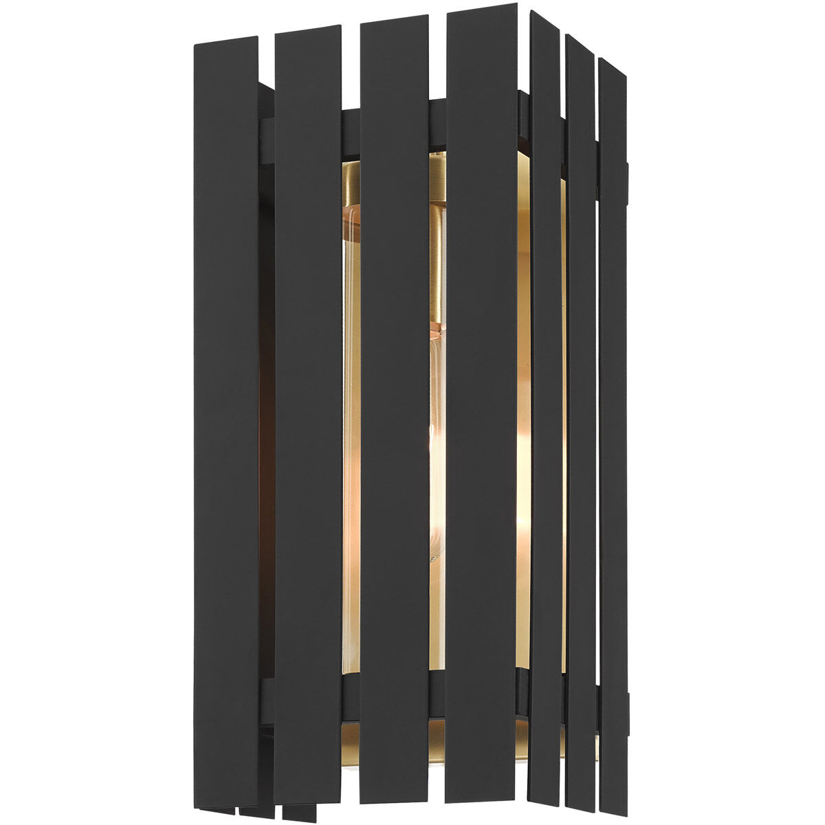 Greenwich 1 Light 10 inch Black with Satin Brass Accents Outdoor Wall Lantern