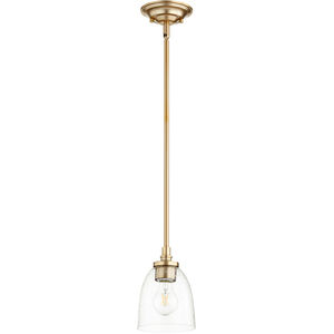 Rossington 1 Light 5 inch Aged Brass Mini Pendant Ceiling Light in Clear Seeded