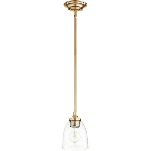 Rossington 1 Light 5 inch Aged Brass Mini Pendant Ceiling Light in Clear Seeded