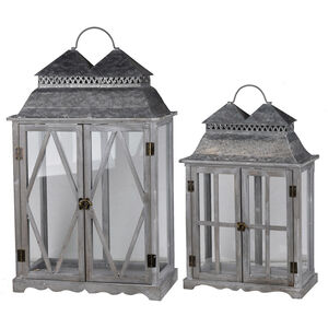 Scape 28.4 X 18.1 inch Zinc and Brown Patio Candle Lanterns, Set of 2