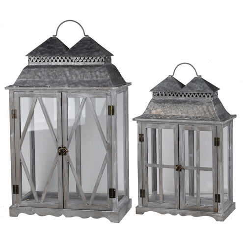 Scape 28.4 X 18.1 inch Zinc and Brown Patio Candle Lanterns, Set of 2