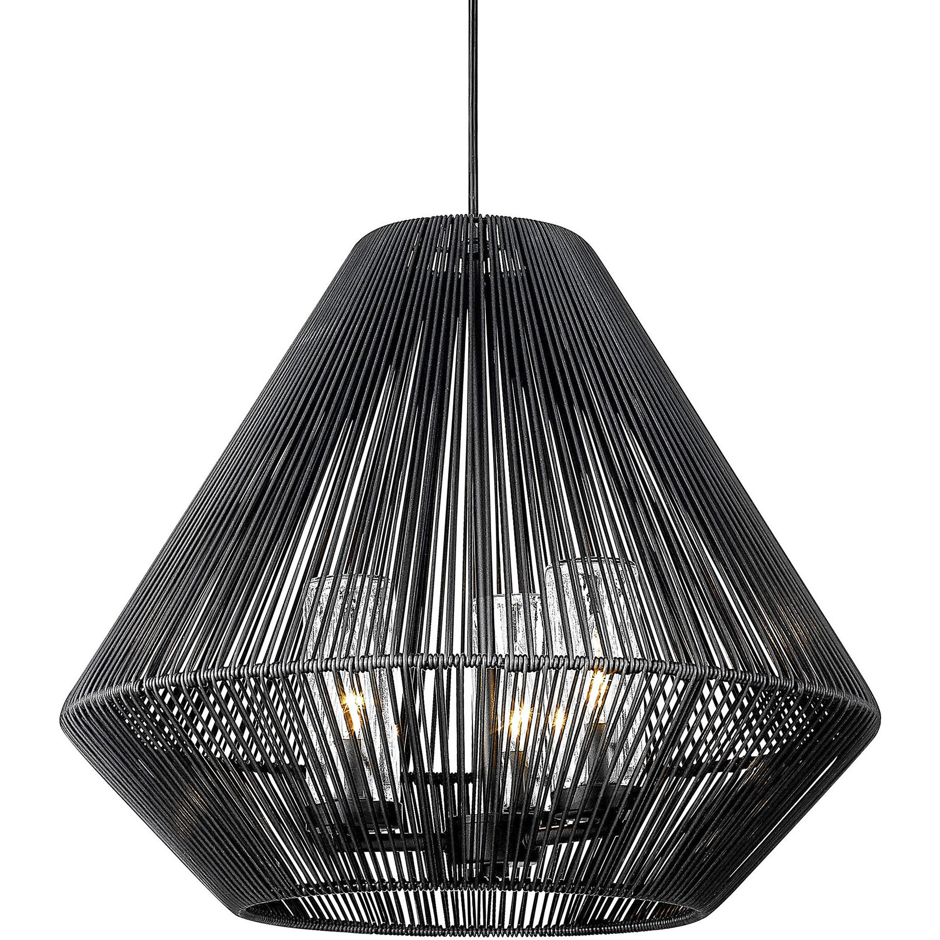 Valentina 3 Light 20.75 inch Natural Black Outdoor Pendant