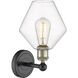 Cindyrella Sconce Wall Light in Black Antique Brass, Clear