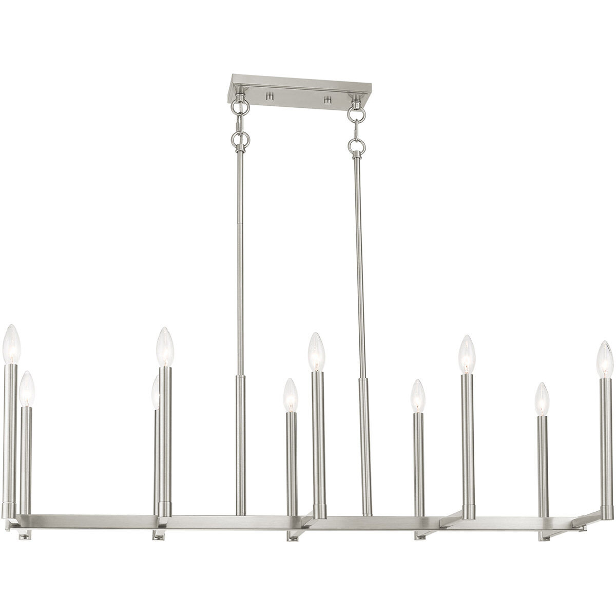Alpine 10 Light 43 inch Brushed Nickel Linear Chandelier Ceiling Light