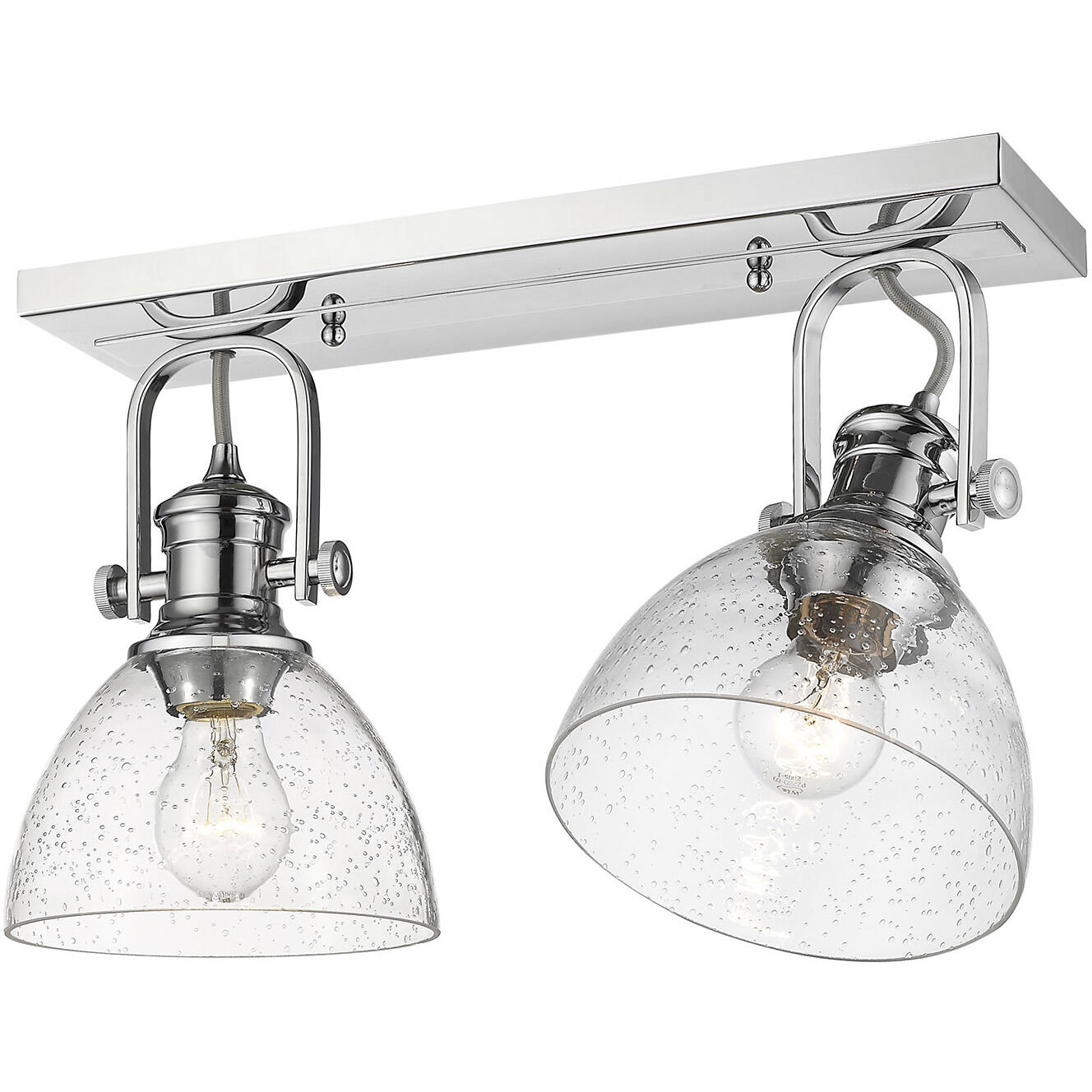 Yep Hines 2 Light 17.88 inch Chrome Semi-Flush Mount Ceiling Light in Seeded Glass, Damp