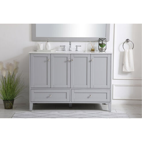 Sommerville 48 X 22 X 34 inch Grey and Brushed Nickel with Calacatta Quartz Vanity Sink Set