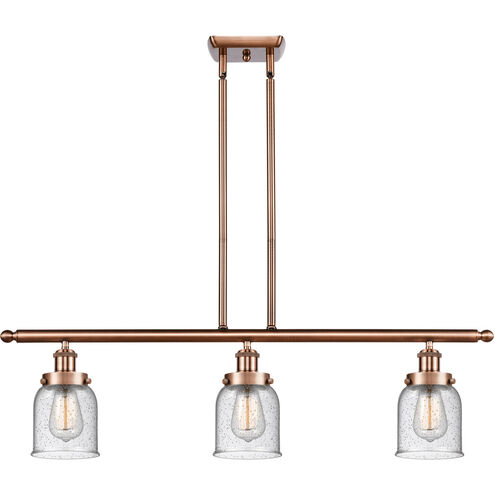 Ballston Small Bell LED 36 inch Antique Copper Island Light Ceiling Light in Seedy Glass